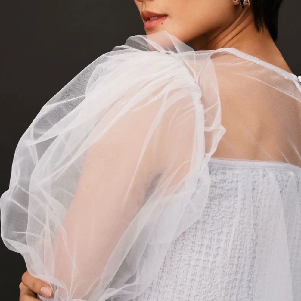 Elegant Sheer Puff Sleeve Top